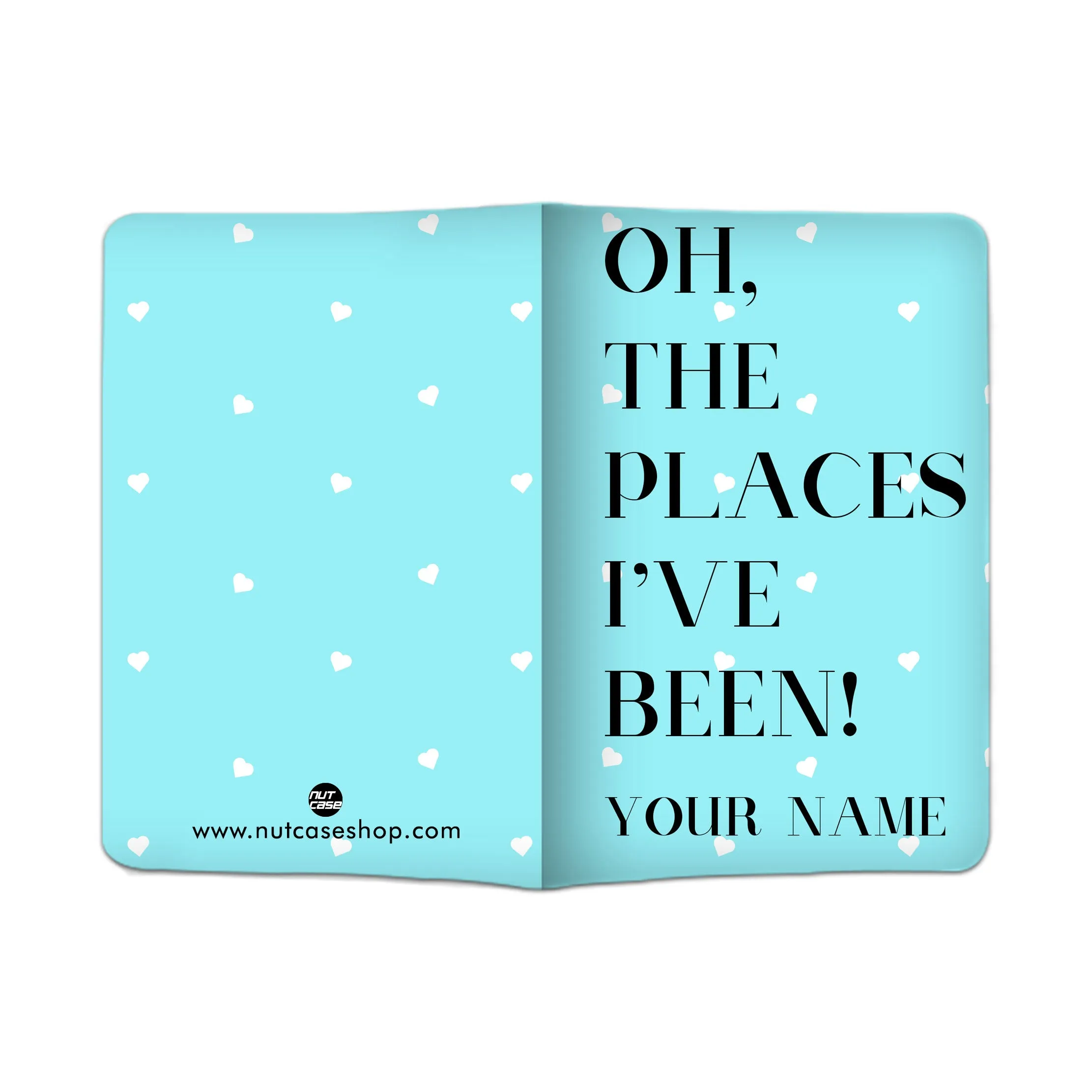 Personalized Passport Cover Travel Luggage Tag - Oh The Places Blue