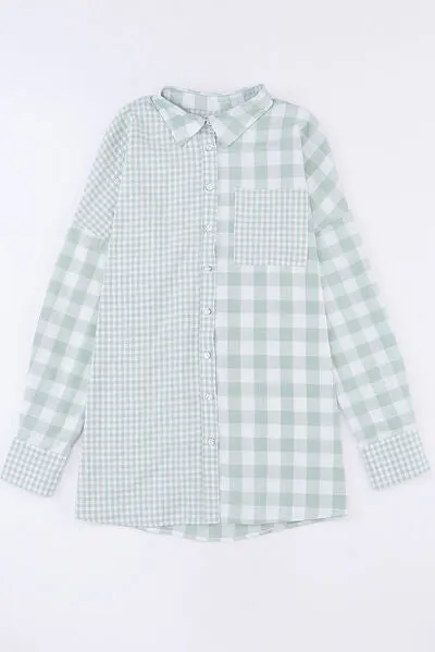 Pocketed Plaid Dropped Shoulder Shirt