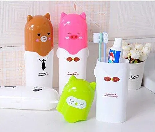 Portable Cartoon Animal Toothbrush Holder Box Plastic Tooth Mug Toothpaste Case Cup Pencil Box Travel Camping