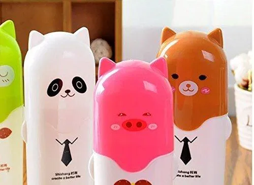 Portable Cartoon Animal Toothbrush Holder Box Plastic Tooth Mug Toothpaste Case Cup Pencil Box Travel Camping