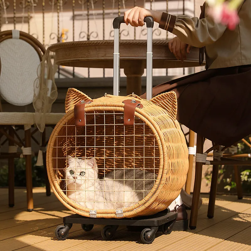 Portable PET Trolley Woven Luggage cat supplies