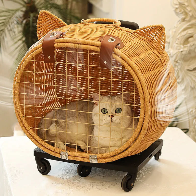 Portable PET Trolley Woven Luggage cat supplies