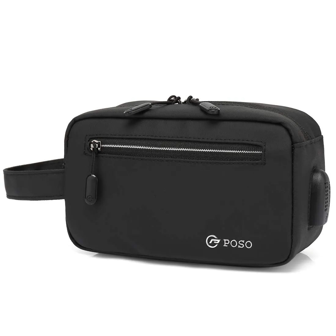 POSO Zest Multipurpose Travel Pouch Cash Pouch Wrist Handbag with USB (Black)