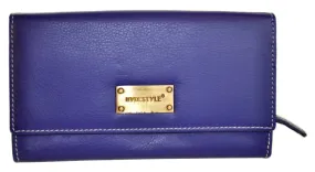 Pratico - women full Flap Leather Wallet #LW07 Blue