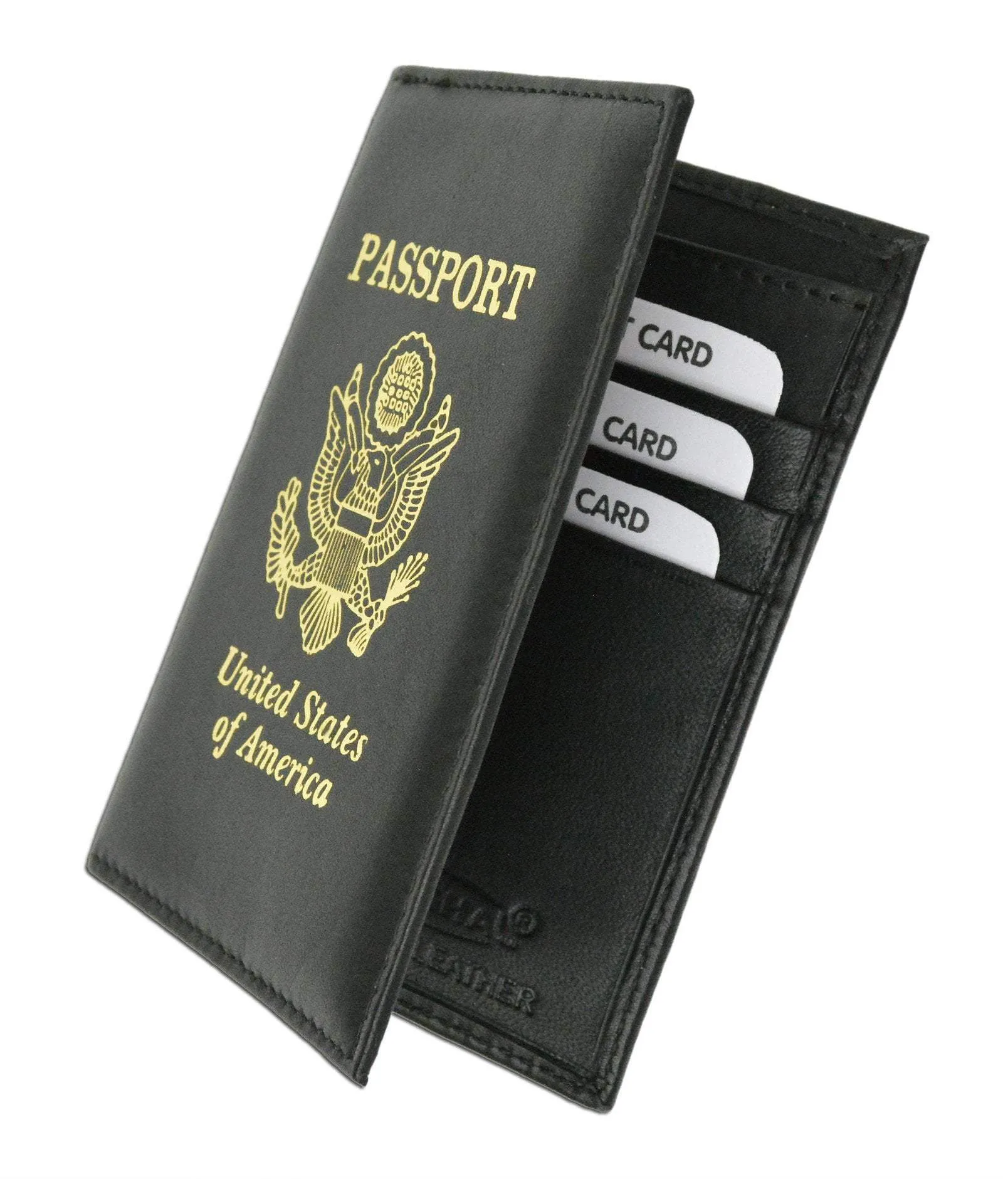 Premium Leather United States Passport Holder Card Holder Golden Print Emblem P 601 USA (C)