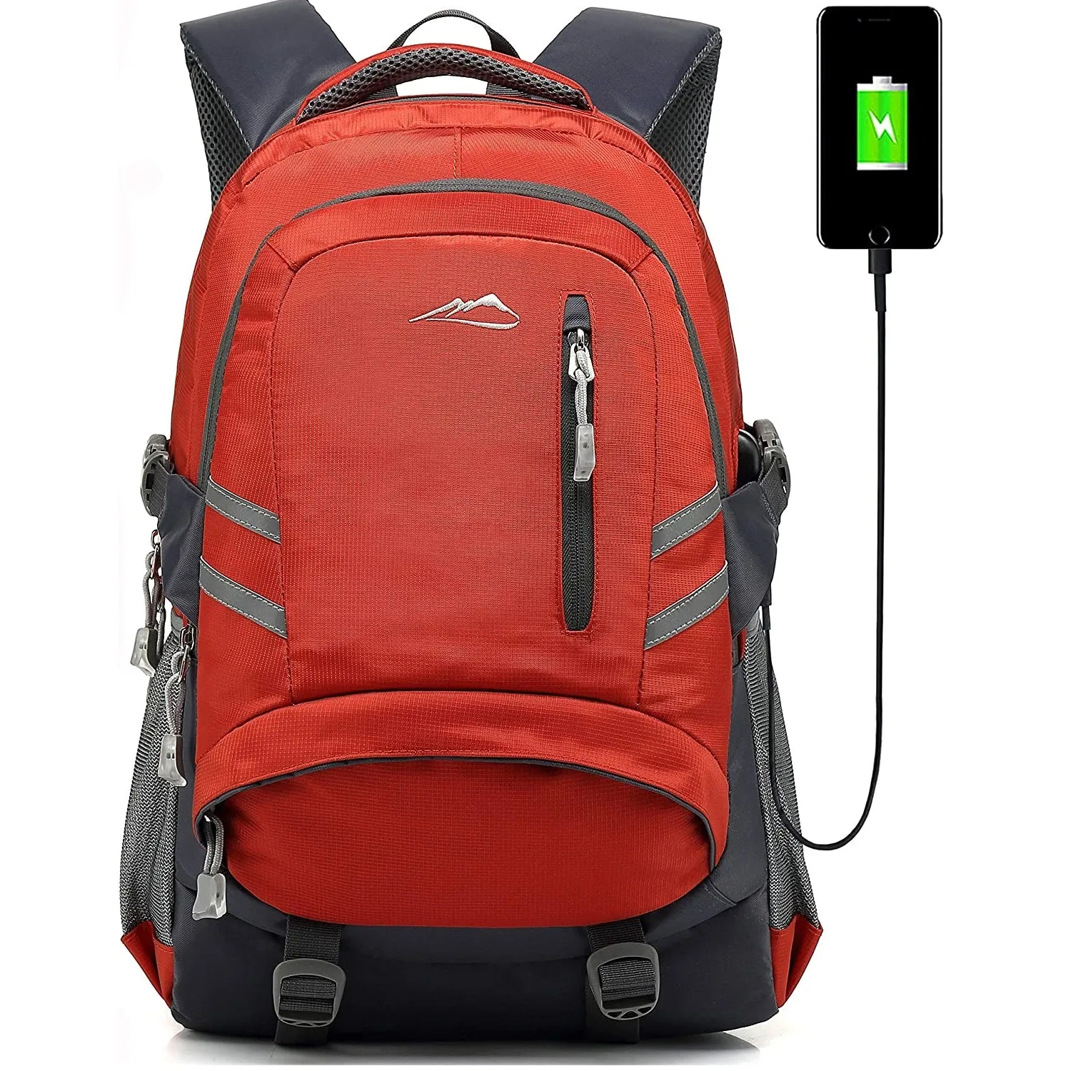 ProEtrade Backpack Bookbag for School College Student Travel Business with USB Charging Port | Orange