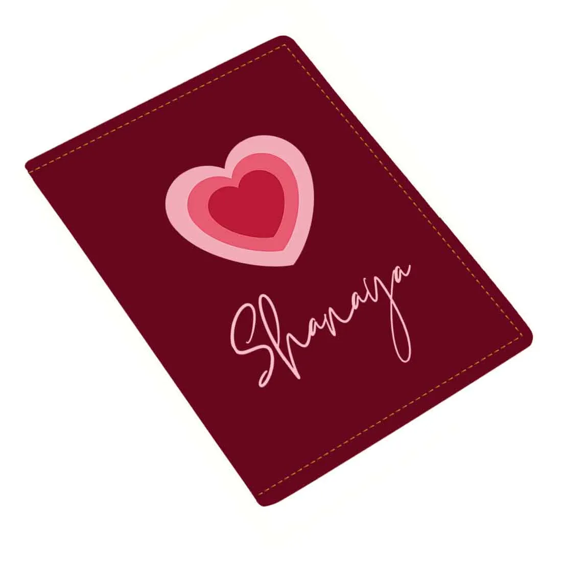 Pu Leather Personalized Passport Cover and Luggage Tag - Heart