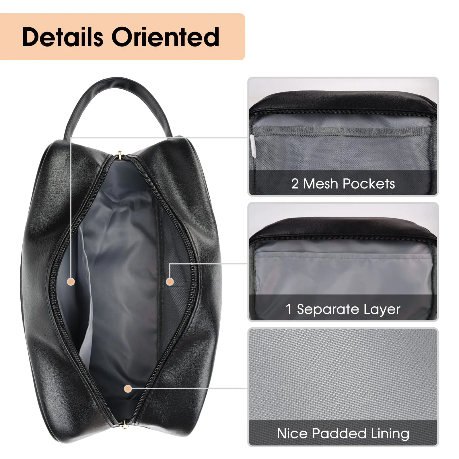 PU Leather Travel Toiletry Bag Dopp Kit