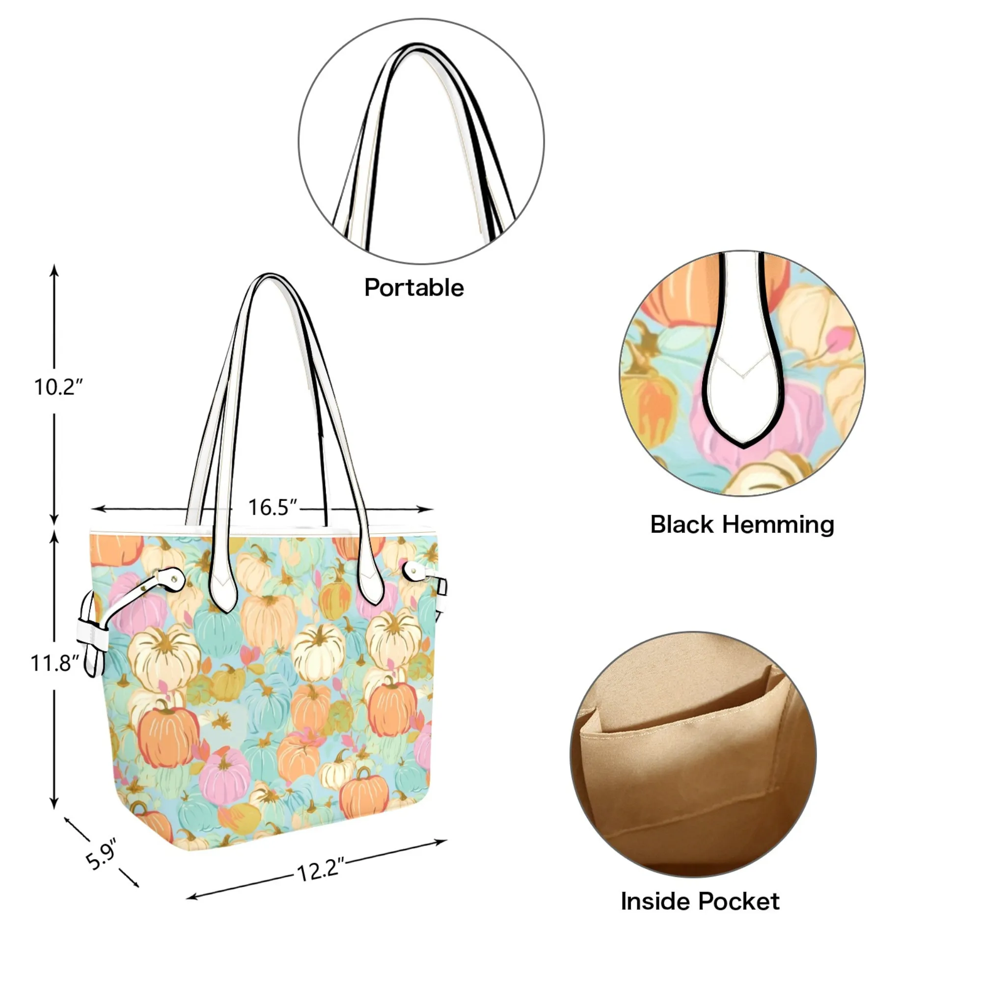 Pumpkin Patch 2 Leather Bag| Perfect Autumn Gift for Her | Elegant & Durable Fashion Tote