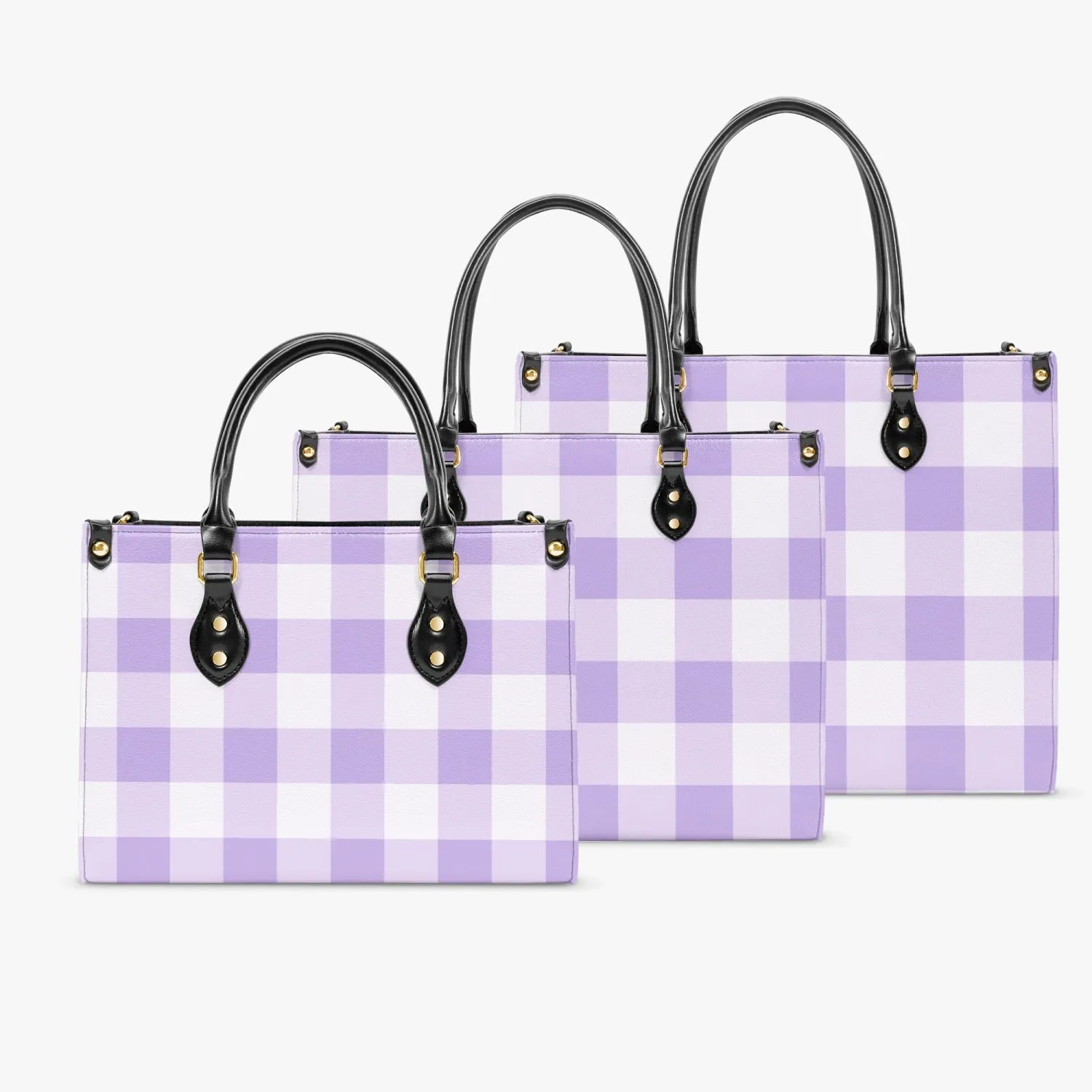 Purple & White Checkered Tote Bag