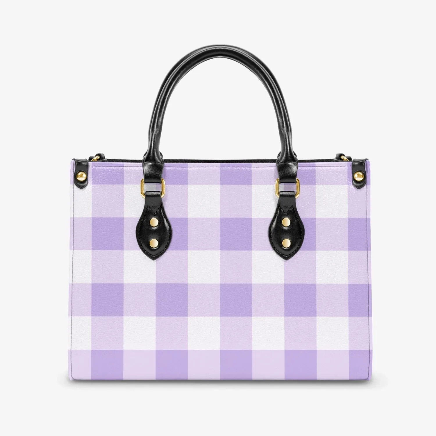 Purple & White Checkered Tote Bag