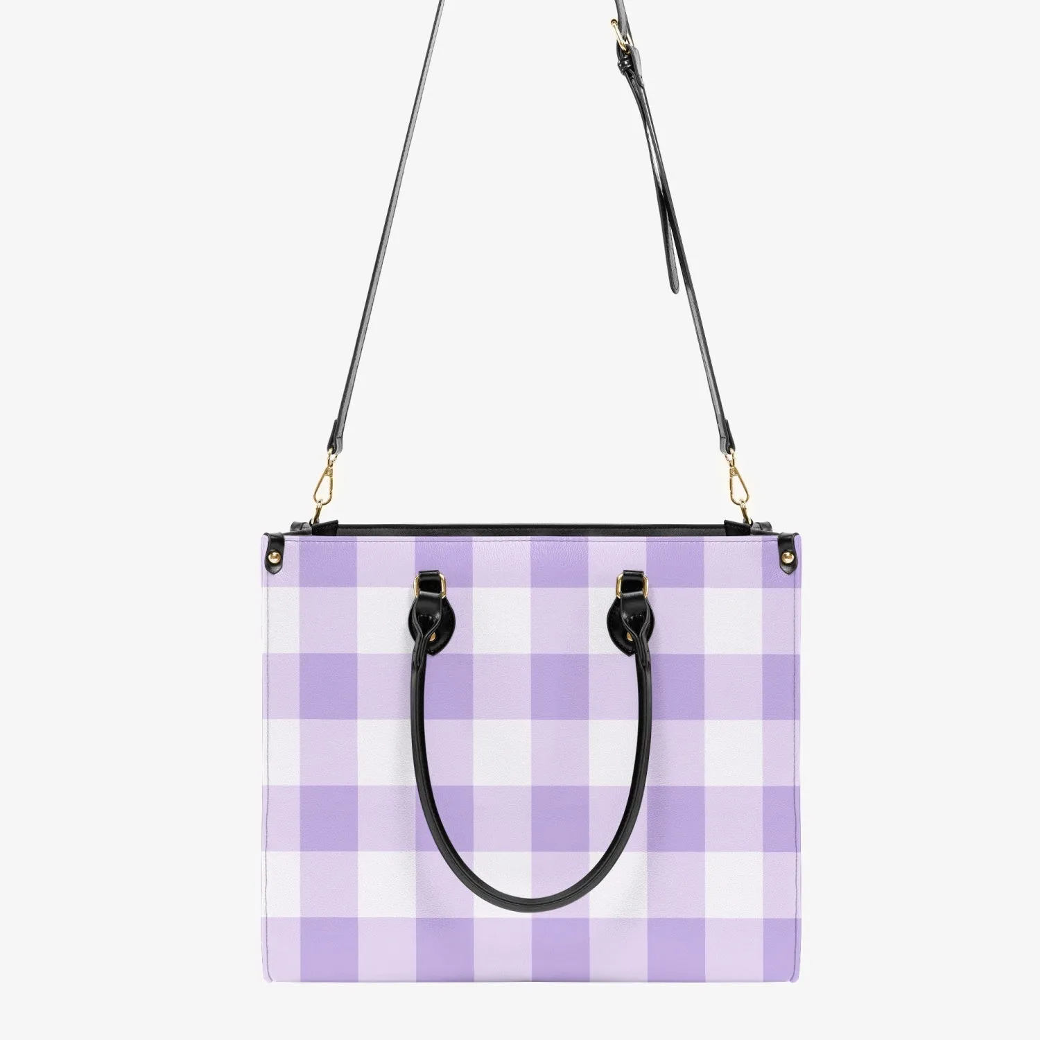 Purple & White Checkered Tote Bag