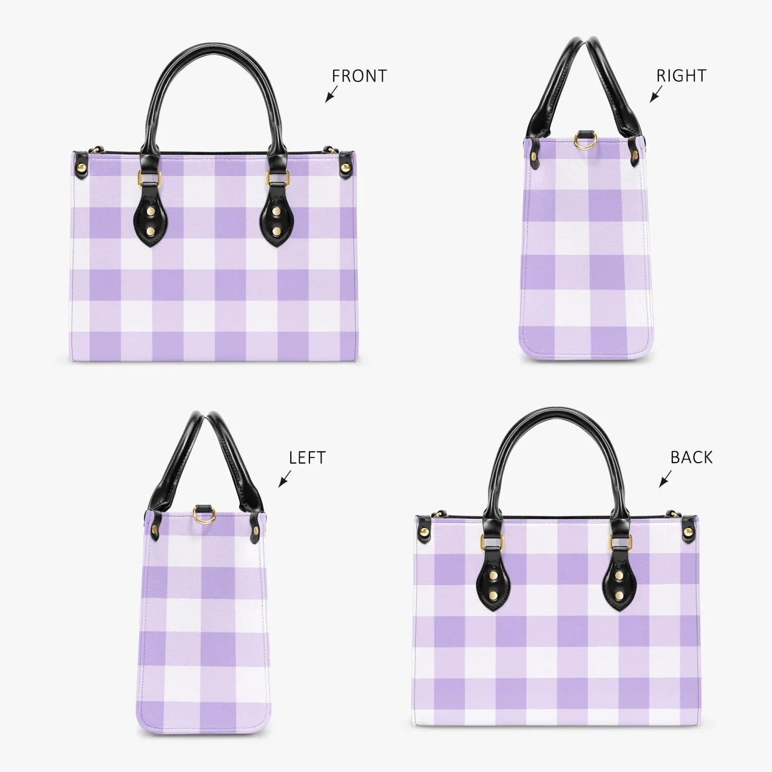 Purple & White Checkered Tote Bag