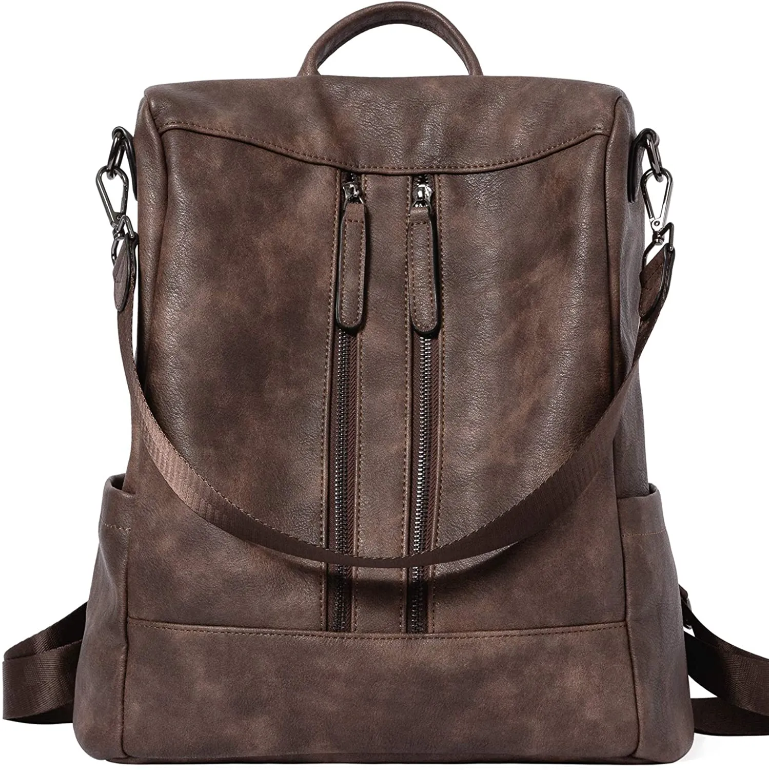 Purse Leather Black/Brown Anti-theft Travel Backpack