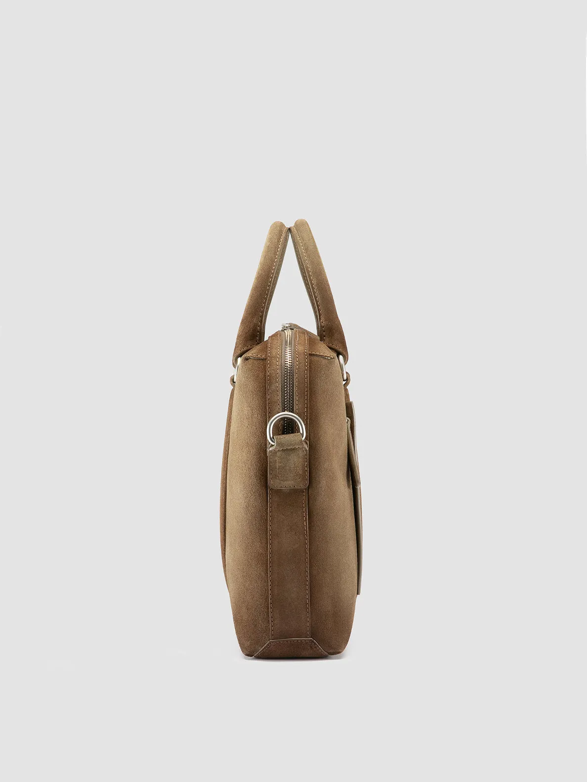 QUENTIN 019 - Taupe Suede Briefcase