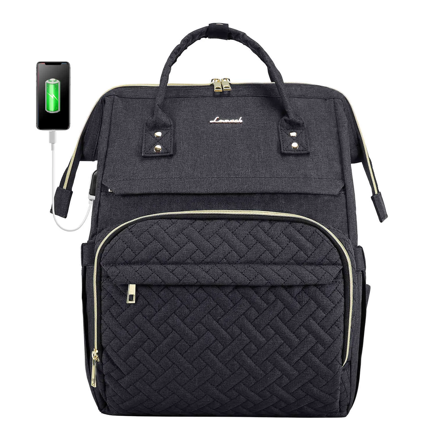 Quilted Fashion Laptop Backpack, 15.6" 17"(US ONLY)