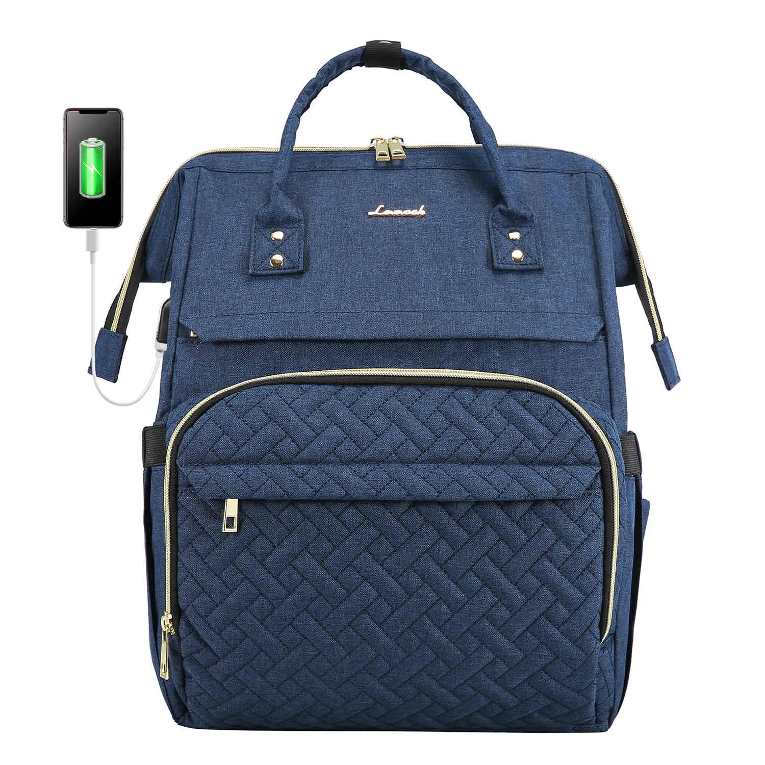 Quilted Fashion Laptop Backpack, 15.6" 17"(US ONLY)