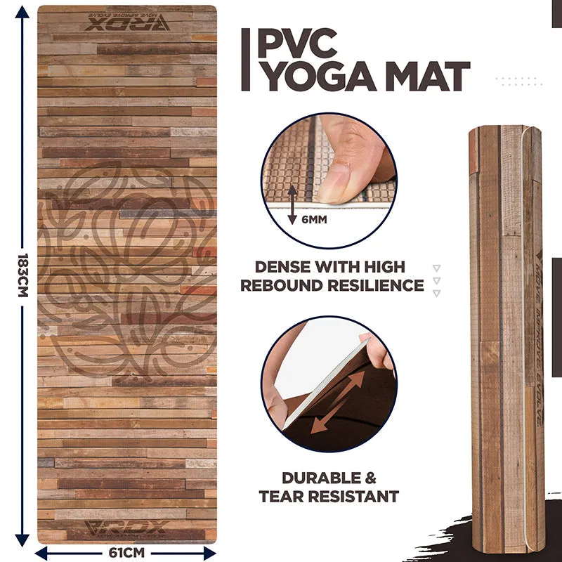 RDX D4 Iris 6mm PVC Yoga Mat Rustic Wood