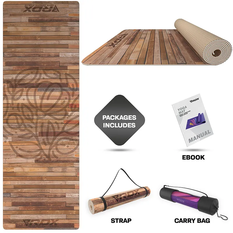 RDX D4 Iris 6mm PVC Yoga Mat Rustic Wood