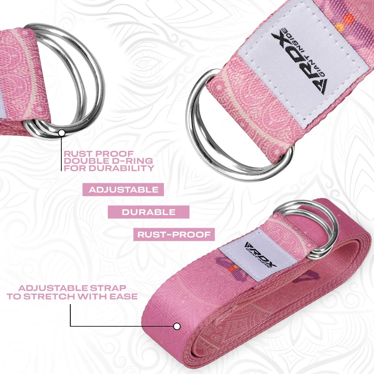 RDX F5 D-Ring Steel Buckle Cotton Yoga Strap