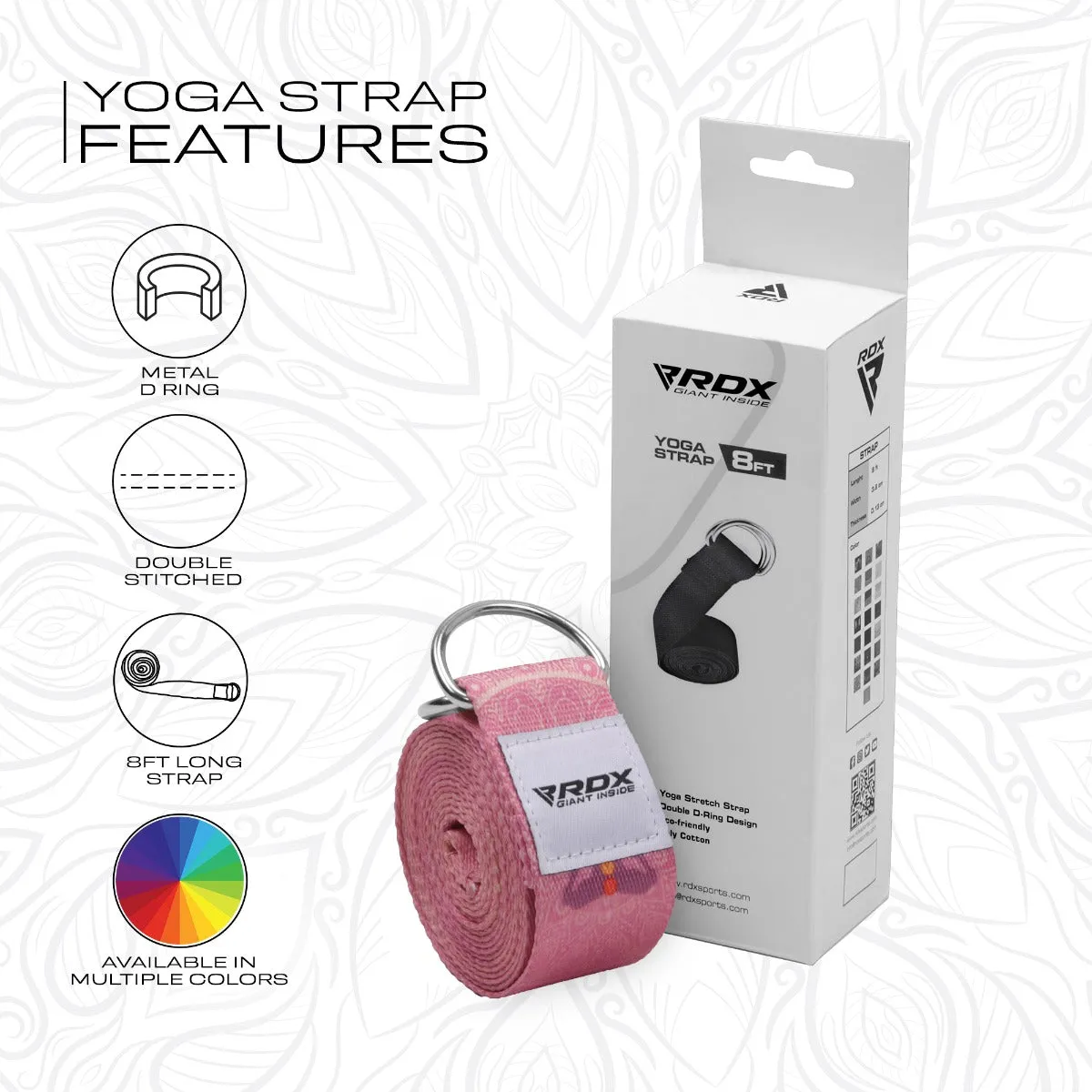 RDX F5 D-Ring Steel Buckle Cotton Yoga Strap