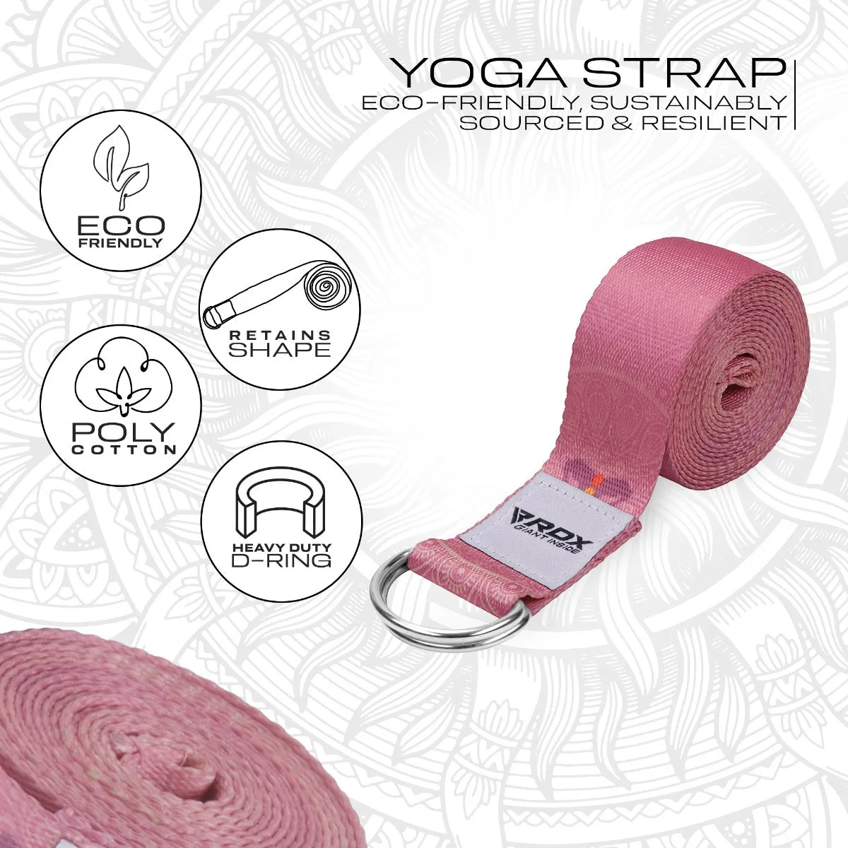 RDX F5 D-Ring Steel Buckle Cotton Yoga Strap