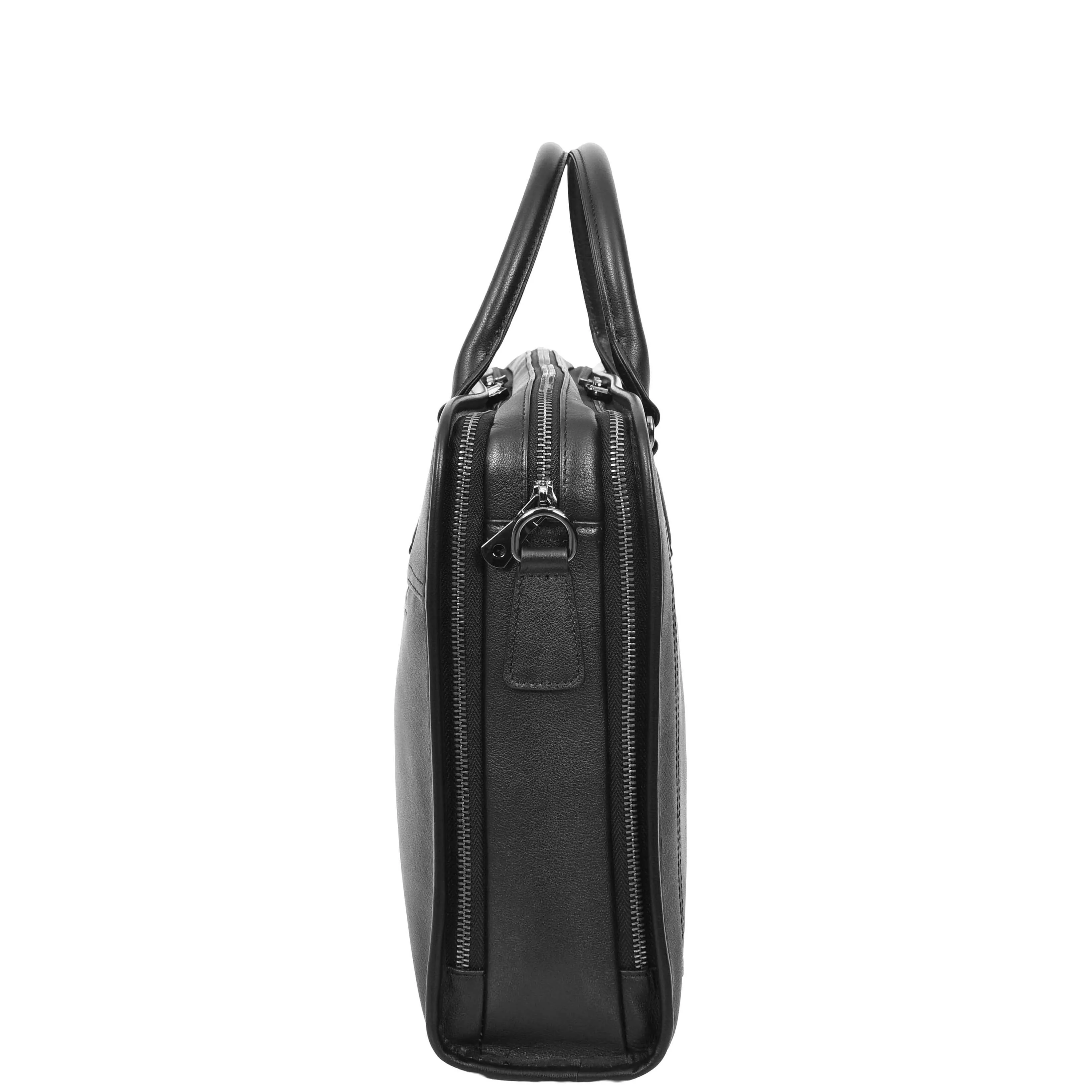 Real Leather Cross Body Briefcase Belmont Black