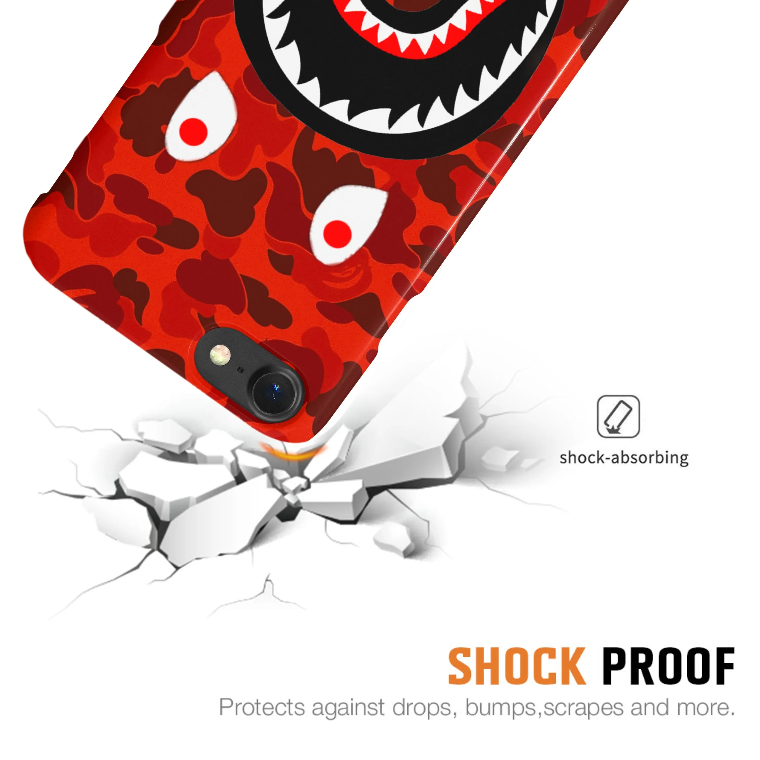 Red Camo Shark Mouth iPhone Case