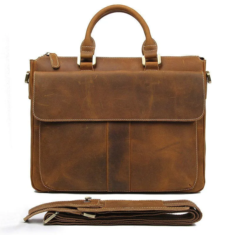 Retro Leather Crossbody Messenger Briefcase Shoulder Bag For Men