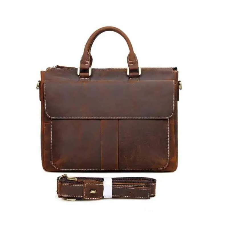 Retro Leather Crossbody Messenger Briefcase Shoulder Bag For Men