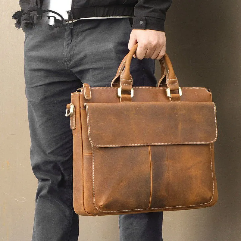 Retro Leather Crossbody Messenger Briefcase Shoulder Bag For Men