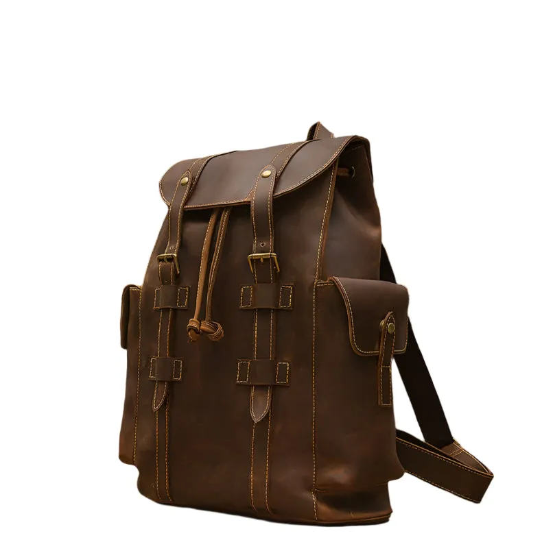 Retro Men's Leather Backpack Casual Bag