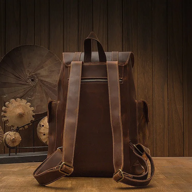 Retro Men's Leather Backpack Casual Bag