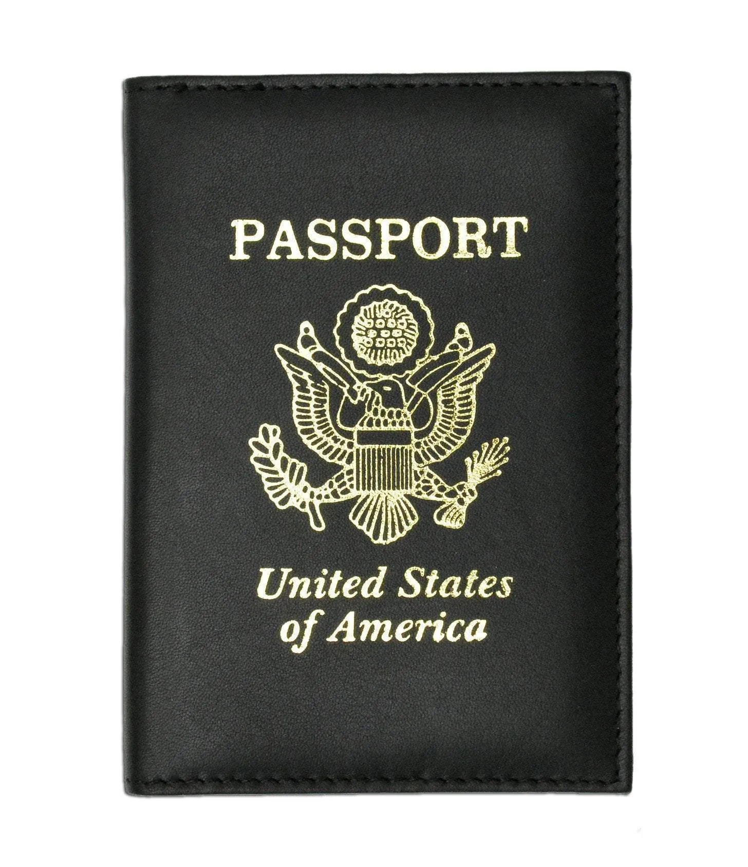 RFID Blocking Premium Leather United States Passport Holder Golden Print Emblem RFID P 601 USA (C)