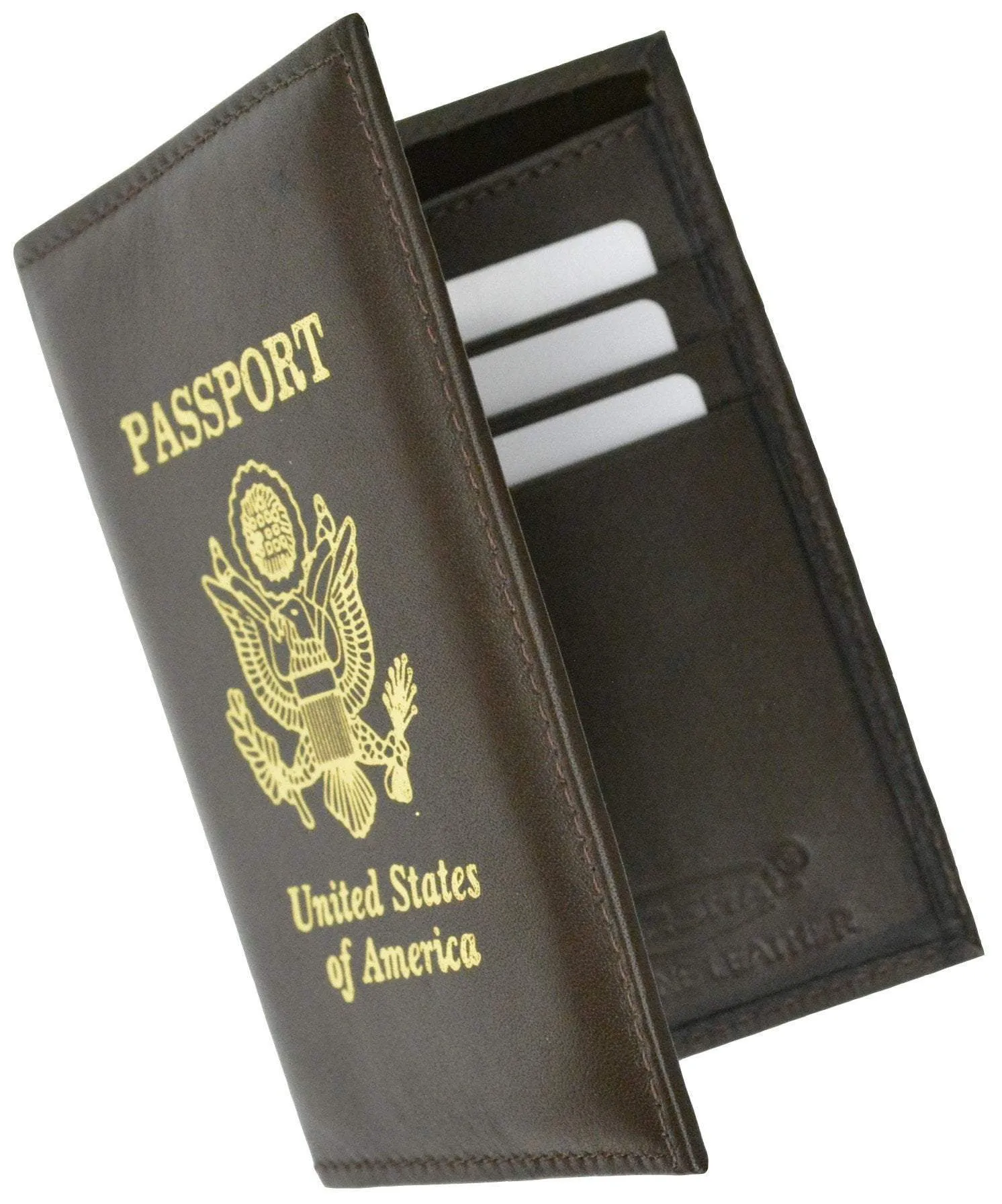 RFID Blocking Premium Leather United States Passport Holder Golden Print Emblem RFID P 601 USA (C)