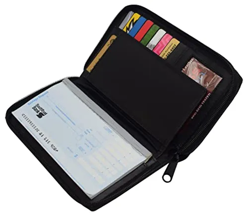 RFID59L4575 Women's RFID Blocking Double Zipper Smartphone Leather Wallet with Removable Checkbook Holder