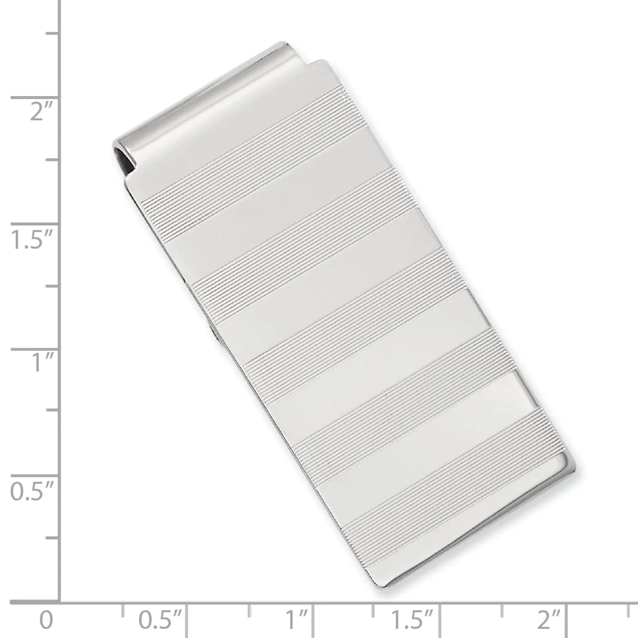 Rhodium Plated Stripes Engravable Money Clip