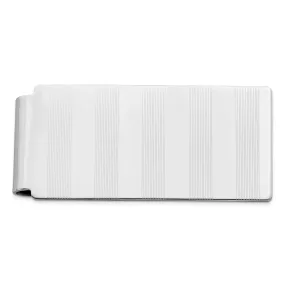 Rhodium Plated Stripes Engravable Money Clip