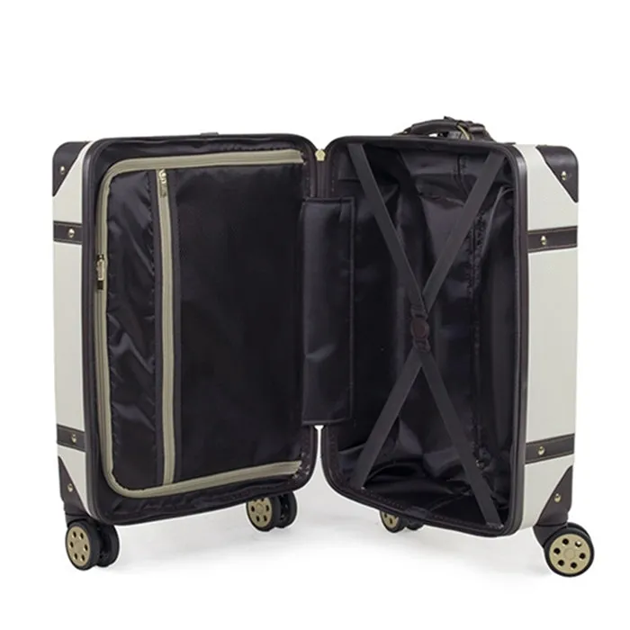 Rock Vintage Spinner Large Suitcase 78cm - Cream