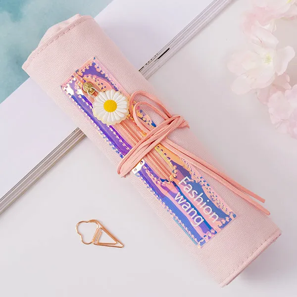 Sakura Holographic Canvas Roll Up Pencil Case