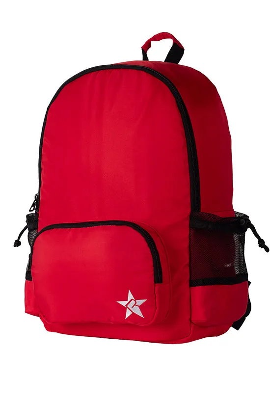 Satin in Red Rebel Raven Backpack with Black Zipper