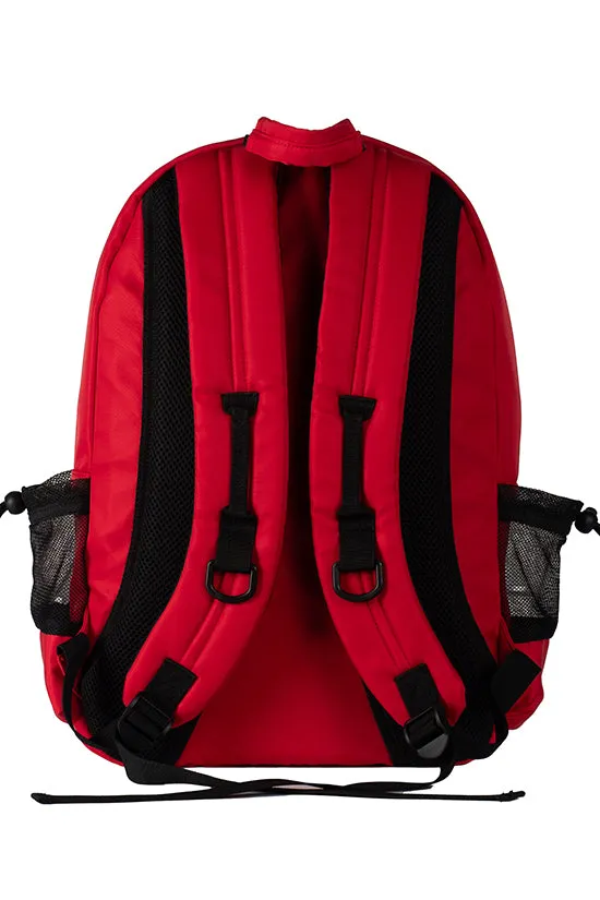 Satin in Red Rebel Raven Backpack with Black Zipper