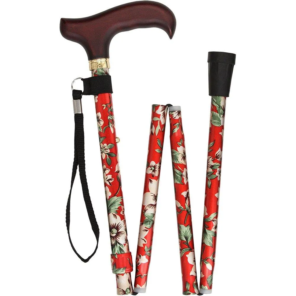 Scratch and Dent Crimson Beauty Adjustable Folding Cane V3421