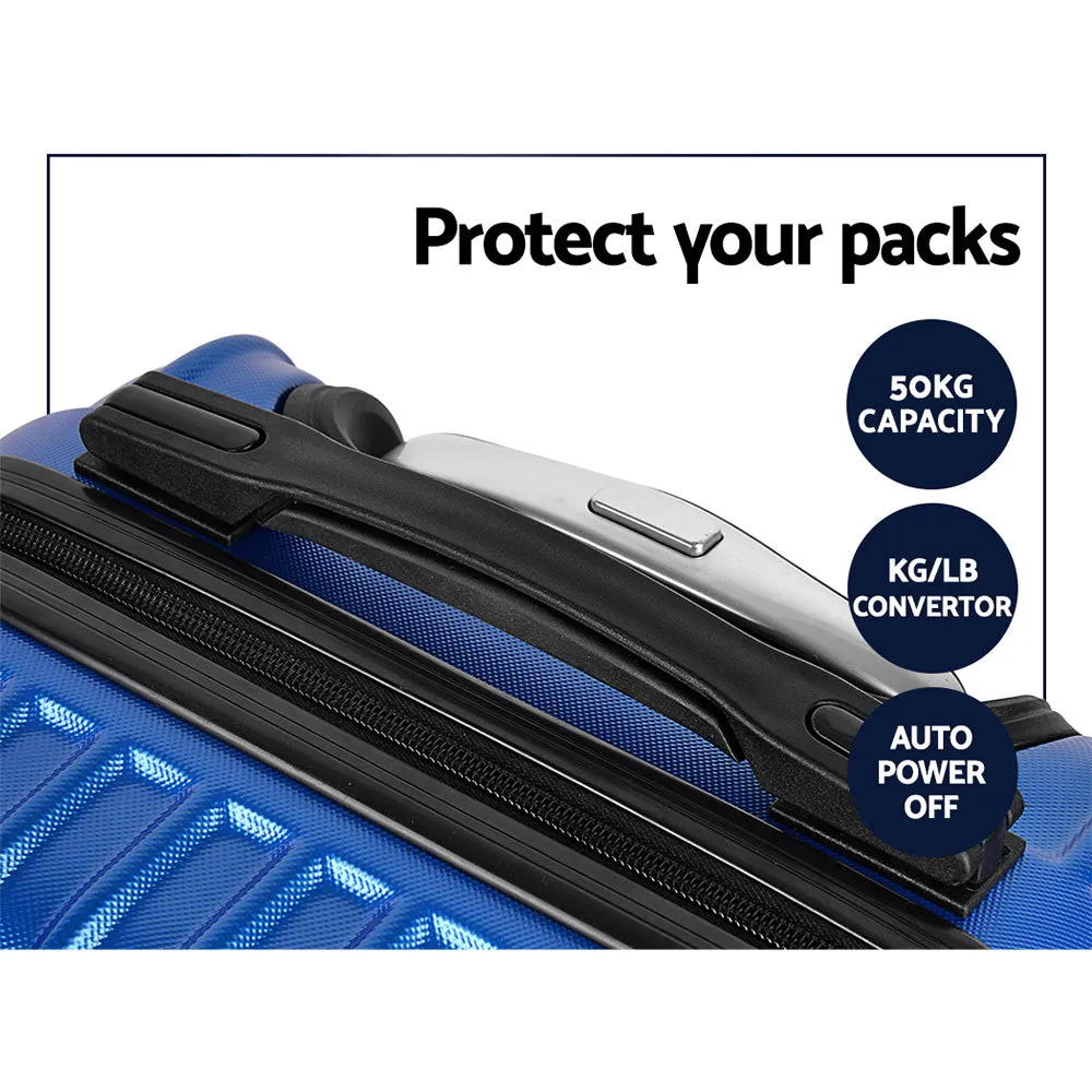 Set of 2 Luggage Trolley Suitcase Sets Travel TSA Hard Case Blue