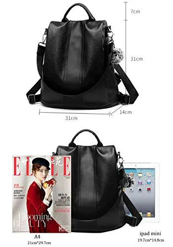 shepretty Women's Anti-Theft Backpack Leather Shoulder Bags