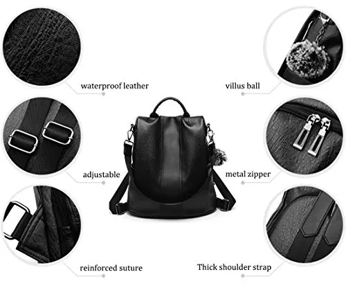 shepretty Women's Anti-Theft Backpack Leather Shoulder Bags