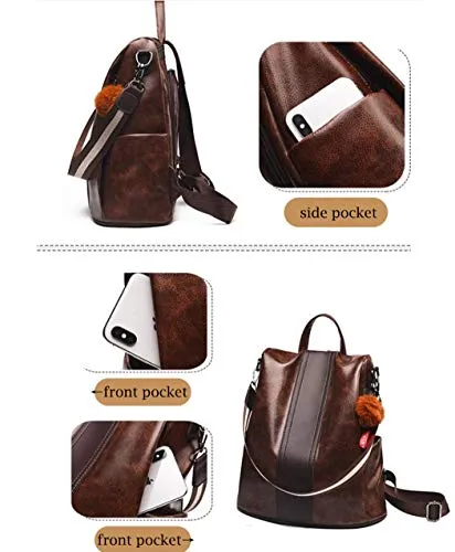 shepretty Women's Anti-Theft Backpack Leather Shoulder Bags