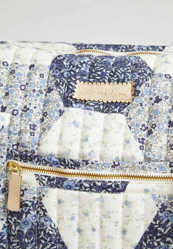 Sia Aster Patchwork Print Overnight Bag In Blue