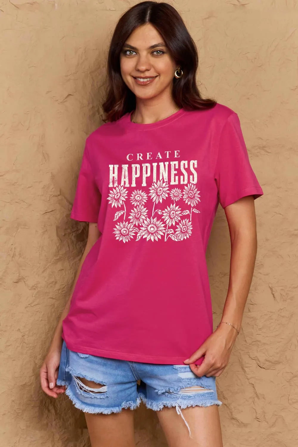 Simply Love Full Size CREATE HAPPINESS Graphic Cotton T-Shirt