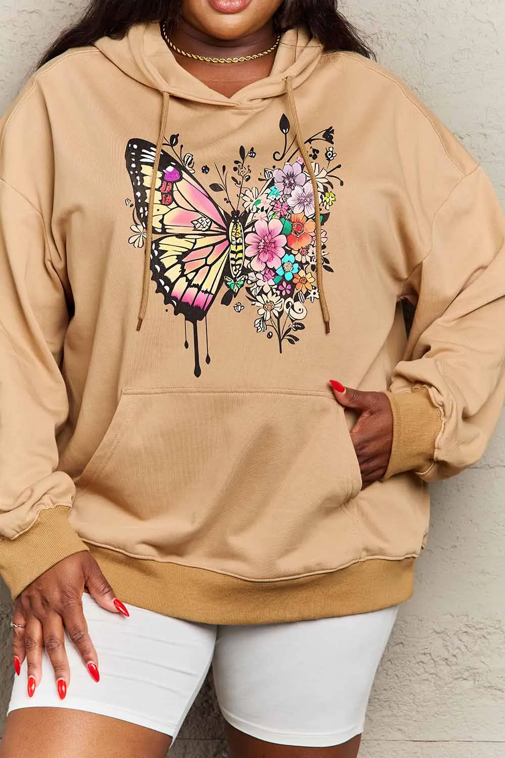 Simply Love Simply Love Full Size Butterfly Graphic Dropped Shoulder Hoodie